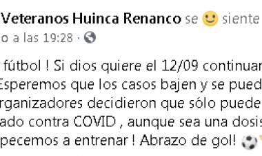 FÚTBOL DE VETERANOS: VUELVEN LOS ENTRENAMIENTOS Y PARA JUGAR HABRÁ QUE ESTAR VACUNADO