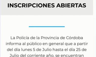 APERTURA DE INSCRIPCIONES PARA LA POLICÍA DE CÓRDOBA