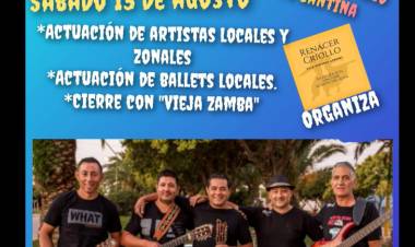 PEÑA ORGANIZADA POR EL BALLET RENACER CRIOLLO PARA EL SÁBADO 13