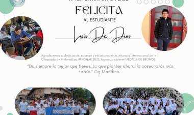 ALUMNO DEL IPEMyA OBTUVO EL TERCER LUGAR EN OLIMPIADAS DE MATEMATICA