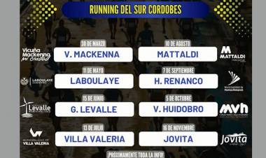 EL 30 DE MARZO COMIENZA EL CAMPEONATO DE RUNNING DEL SUR CORDOBÉS