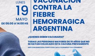EL PRÓXIMO LUNES SE VACUNARÁ CONTRA LA FIEBRE HEMORRAGICA ARGENTINA