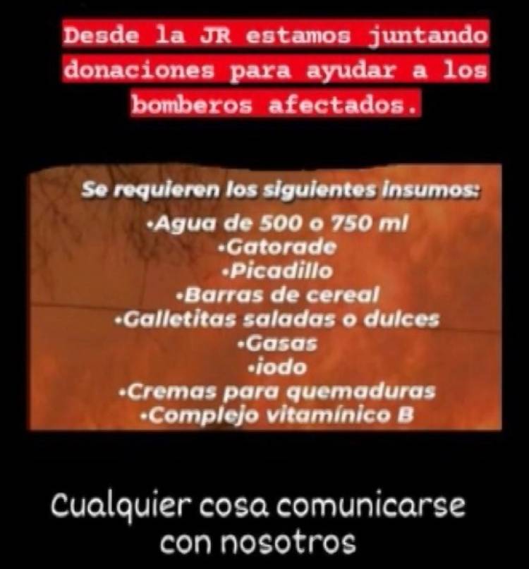 CAMPAÑA PARA RECOLECTAR DIFERENTES PRODUCTOS PARA LOS BOMBEROS DE LAS SIERRAS