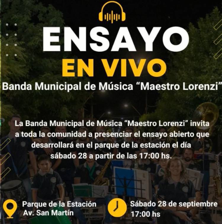 ENSAYO EN VIVO DE LA BANDA MUNICIPAL PARA ESTE PRÓXIMO SÁBADO