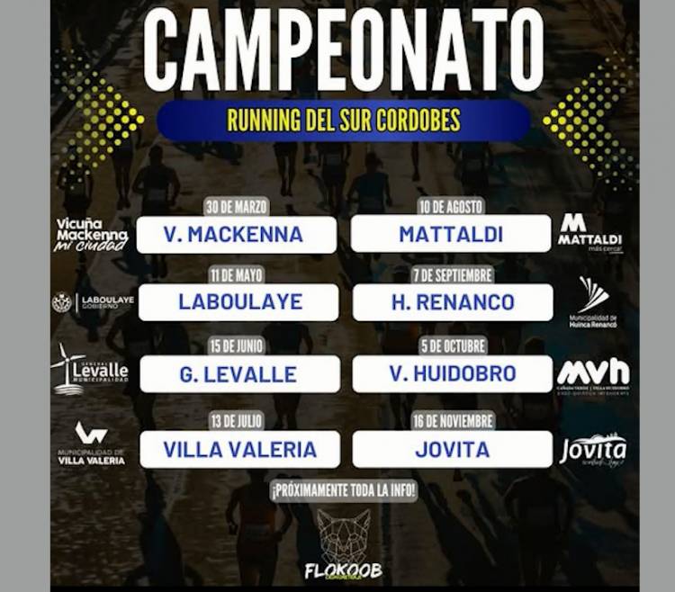 EL 30 DE MARZO COMIENZA EL CAMPEONATO DE RUNNING DEL SUR CORDOBÉS