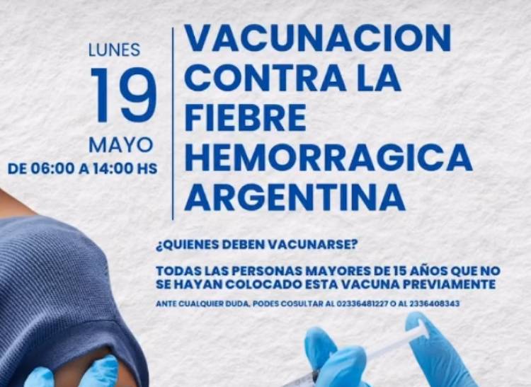 EL PRÓXIMO LUNES SE VACUNARÁ CONTRA LA FIEBRE HEMORRAGICA ARGENTINA