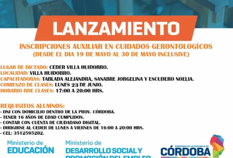 ABIERTAS LAS INSCRIPCIONES PARA EL CURSO DE AUXILIAR EN CUIDADOS GERONTOLOGICOS